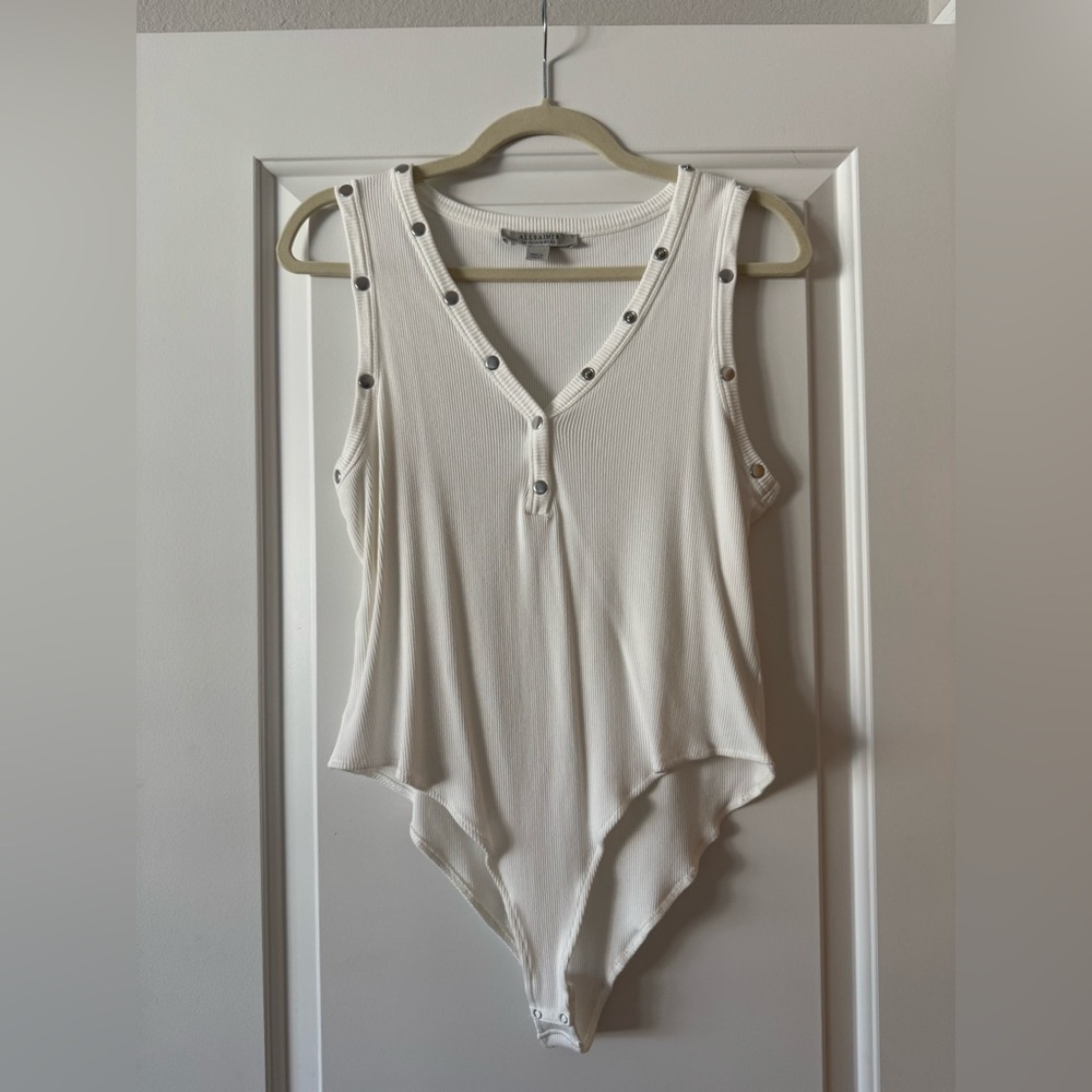 All saints white rivet bodysuit size 10 - Picture 1 of 2